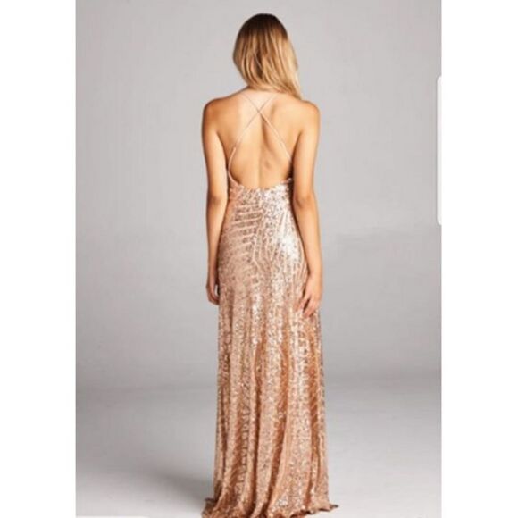 NEW Rubber Ducky Rose Gold Sequinned Dress NWT - Picture 2 of 6